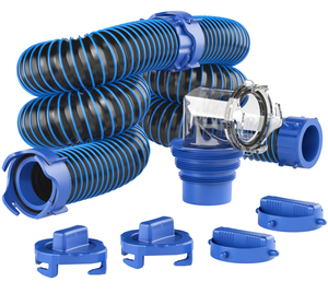 <span class=keywords><strong>Kit</strong></span> d'égouttage pour <span class=keywords><strong>camping</strong></span>-<span class=keywords><strong>car</strong></span> RV avec tuyau TPE de 3 pouces, raccord baïonnette pivotant, coude transparent à 90 degrés, adaptateur 4-en-1 et bouchons de rangement - Product Image 3