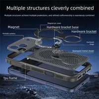 Coque de téléphone magnétique à anneau rotatif 360° avec dissipation thermique en maille, compatible avec iPhone 17 Pro Max Air Plus 16 15 14 13 12 11