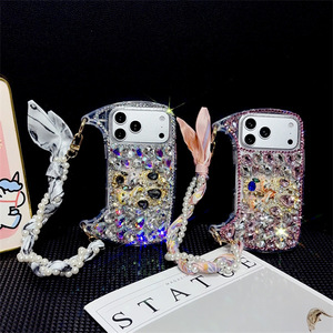 Nouvel Arrivage : Étui de Luxe pour Téléphone <span class=keywords><strong>iPhone</strong></span> 17 16 15 Pro Max <span class=keywords><strong>avec</strong></span> Chaîne, Motif Chat et Diamants, <span class=keywords><strong>Coque</strong></span> de Téléphone Mobile Type Sac Bandoulière - Product Image 2