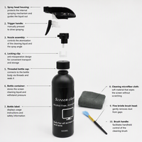 Solution de nettoyage d'écran naturelle et écologique personnalisée de 500 ml, kit de nettoyage d'écran LCD pour téléphone portable et ordinateur, emballage personnalisé