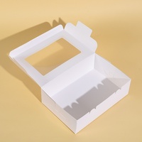 Scatola Rettangolare Bianca con Finestra Trasparente a 6 Scomparti per Cupcake, Confezione in Cartone Rinforzato per Alimenti, Pasticceria, Biscotti, Muffin