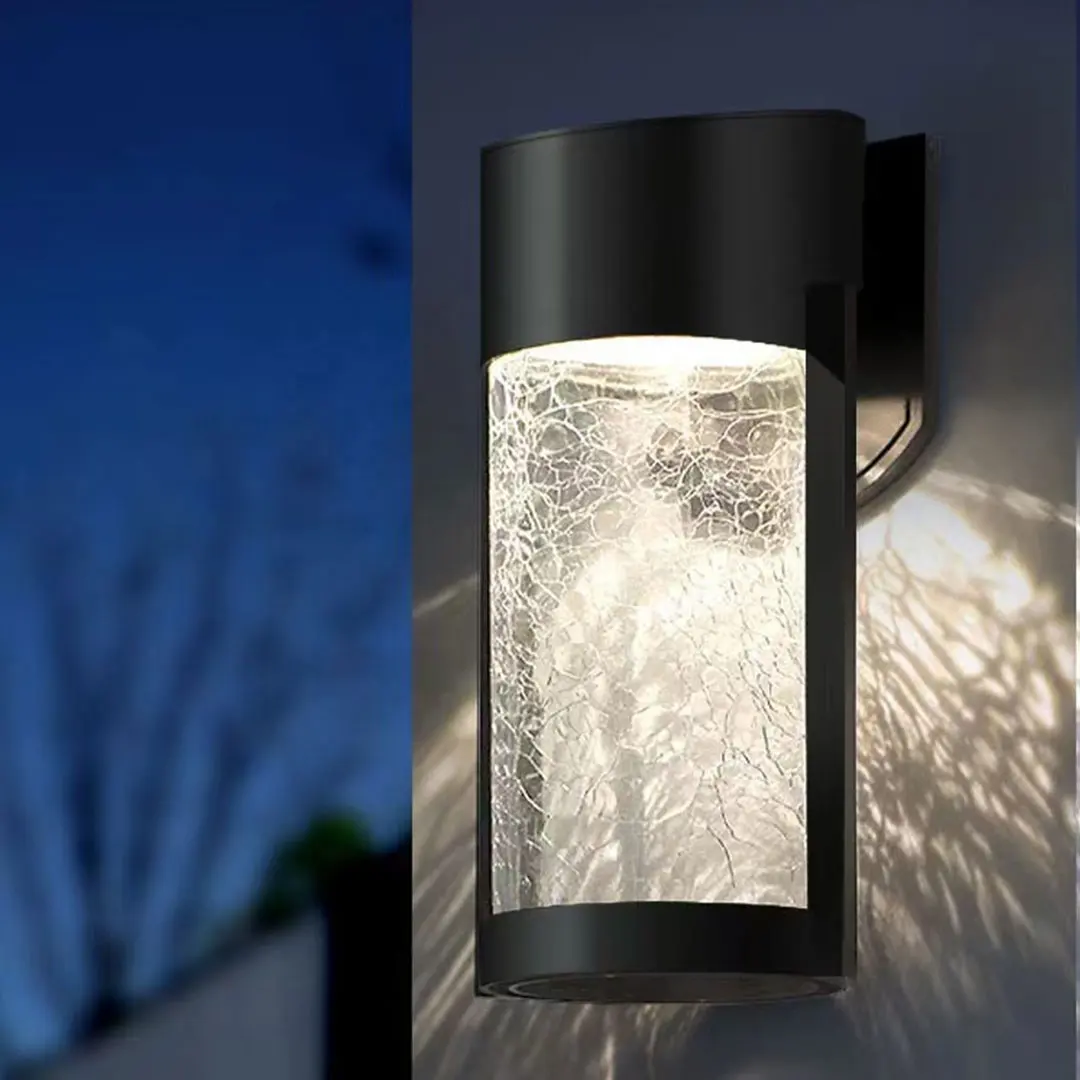 Outdoor Garden Decorative Wall Mount light For Home Garden Crack Glass LED Solar Wall Light