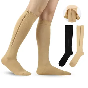 Wholesale Varicose Veins Socks Medical Grade Knee High Compression Socks With Zipper For Women And Men