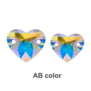 K9 Glass Rhinestones K9 Glass Heart Shape Flat Back AB Color Sew On Rhinestone
