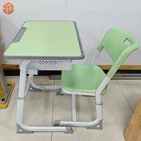 Bureau et chaise individuels pour écolier XYJ, mobilier d'étude pour enfants à hauteur réglable avec pieds antidérapants