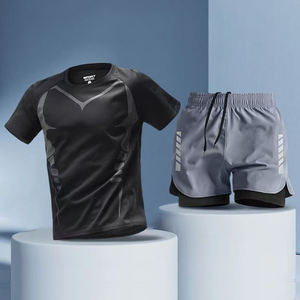 Nuevo conjunto deportivo de seda de hielo para hombre, camiseta de secado rápido para correr, camiseta, <span class=keywords><strong>pantalones</strong></span> <span class=keywords><strong>cortos</strong></span>, Fitness de verano, ropa de entrenamiento de fútbol, equipo - Product Image 5