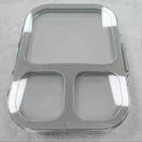 Boîte à lunch rectangulaire en acier inoxydable 880 ml, réchauffable, anti-fuite, avec couvercle transparent en Tritan