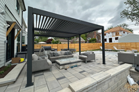 DEEZON Auvent de jardin extérieur Auvent automatique Toit à persiennes rétractable électrique motorisé Pergola en aluminium
