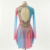 Costume de patinage artistique blanc à plumes, manches longues en maille, dos profondement ouvert, jupe ornée de strass pour adultes et enfants, pour concours et spectacles de danse sur glace