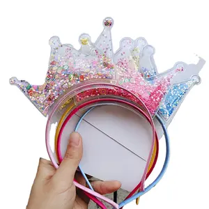 Big Star Crown Niños Diadema Venta CALIENTE Niñas Encantadores Accesorios para el cabello Lentejuelas Transparente Shaker Diadema para niños