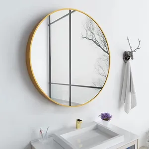 Specchi da parete rotondi grandi dal design elegante da 150cm specchio da parete con cornice a cerchio grande in oro antico per il bagno
