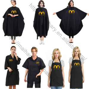 Thêm Logo Có Thể Điều Chỉnh Thiết Kế Salon Không Thấm Nước Polyester Màu Tinh Khiết Màu Đen Nấu Ăn Thực Phẩm Người Đàn Ông Phụ Nữ Vườn Bib Đầu Bếp Nửa Nhà Bếp Tạp Dề - Product Image 6