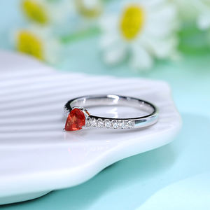 Anillo de Compromiso de Lujo Personalizado en Oro Blanco de 18K con Zafiro Naranja Corte Pera, para Boda, Aniversario, San Valentín, Chapado en Rodio - Product Image 4