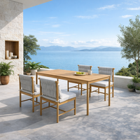 Ensemble de table et chaises de salle à manger d'extérieur moderne pour 6 personnes, mobilier de patio, structure en aluminium, table et chaises de jardin pour villa et hôtel