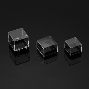 Caja de muestras de plástico grande de 2 <span class=keywords><strong>3</strong></span>/5 pulgadas (68X68X68MM) con caja de embalaje de piedra de Gema perky con bisagras de fondo negro de 1/4 \" - Product Image 5