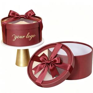 Boîte cadeau ronde noire personnalisée avec couvercle transparent et nœud en ruban pour emballage cadeau avec impression de logo en feuille d'or - Product Image 5