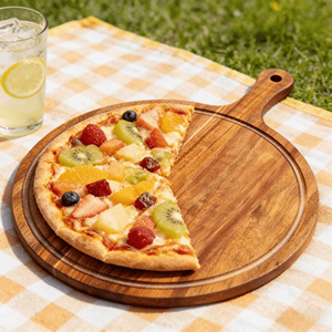 Pala per <span class=keywords><strong>Pizza</strong></span> in Legno di Acacia Premium con Manico - Tagliere Rotondo in Legno per <span class=keywords><strong>Pizza</strong></span>, <span class=keywords><strong>Pane</strong></span>, Salumi - Product Image 3