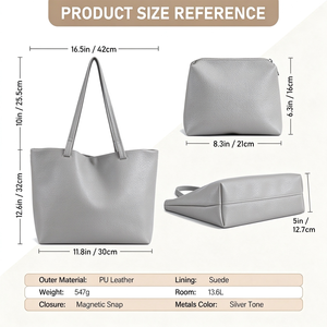 Bolso Tote Grande de 16L para Mujer, de Cuero PU Suave, con Asa Superior para Portátil de 15.6 Pulgadas, Bolsos de Hombro Ligeros con Forro de Algodón, Estilo Hobo para Uso Diario - Product Image 2