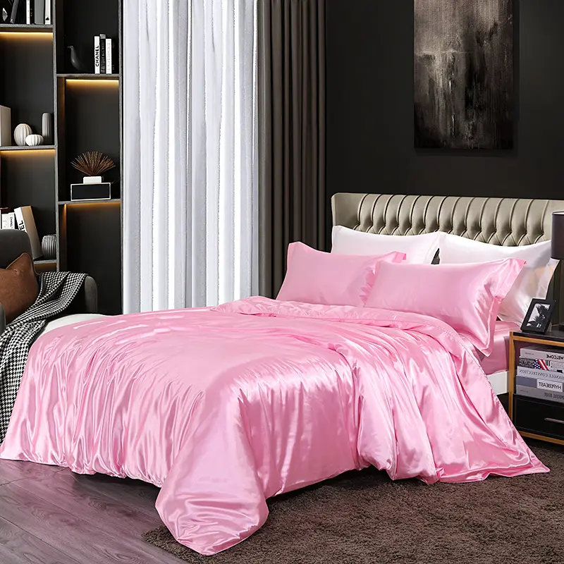 Sprei gratis 100% sampel sutra kain sutra sprei tempat tidur halus nyaman kustom