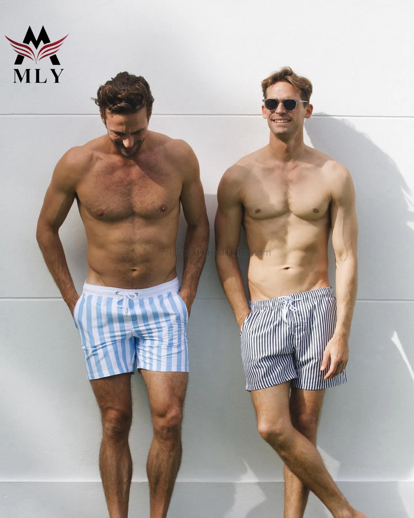 MLY boys swim trunks custom beach shorts stripe swim trunk sublimation shorts swim trunks men's