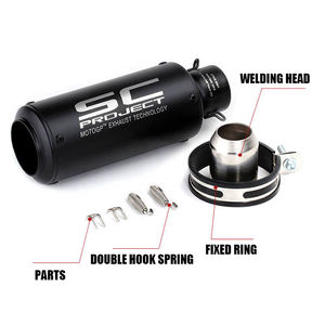 Tengsu Échappement de <span class=keywords><strong>moto</strong></span> en acier inoxydable bon marché pour tous les échappements universels, <span class=keywords><strong>silencieux</strong></span> tout noir avec garantie d'un an - Product Image 2