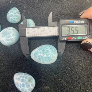 Doğal mavi taş Oval şekil Cabujones Larimar takı yapımı - Product Image 5