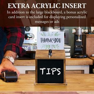 定制木质建议箱，带锁和钥匙，可悬挂，带透明亚克力标牌支架，可壁挂式安装 - Product Image 6