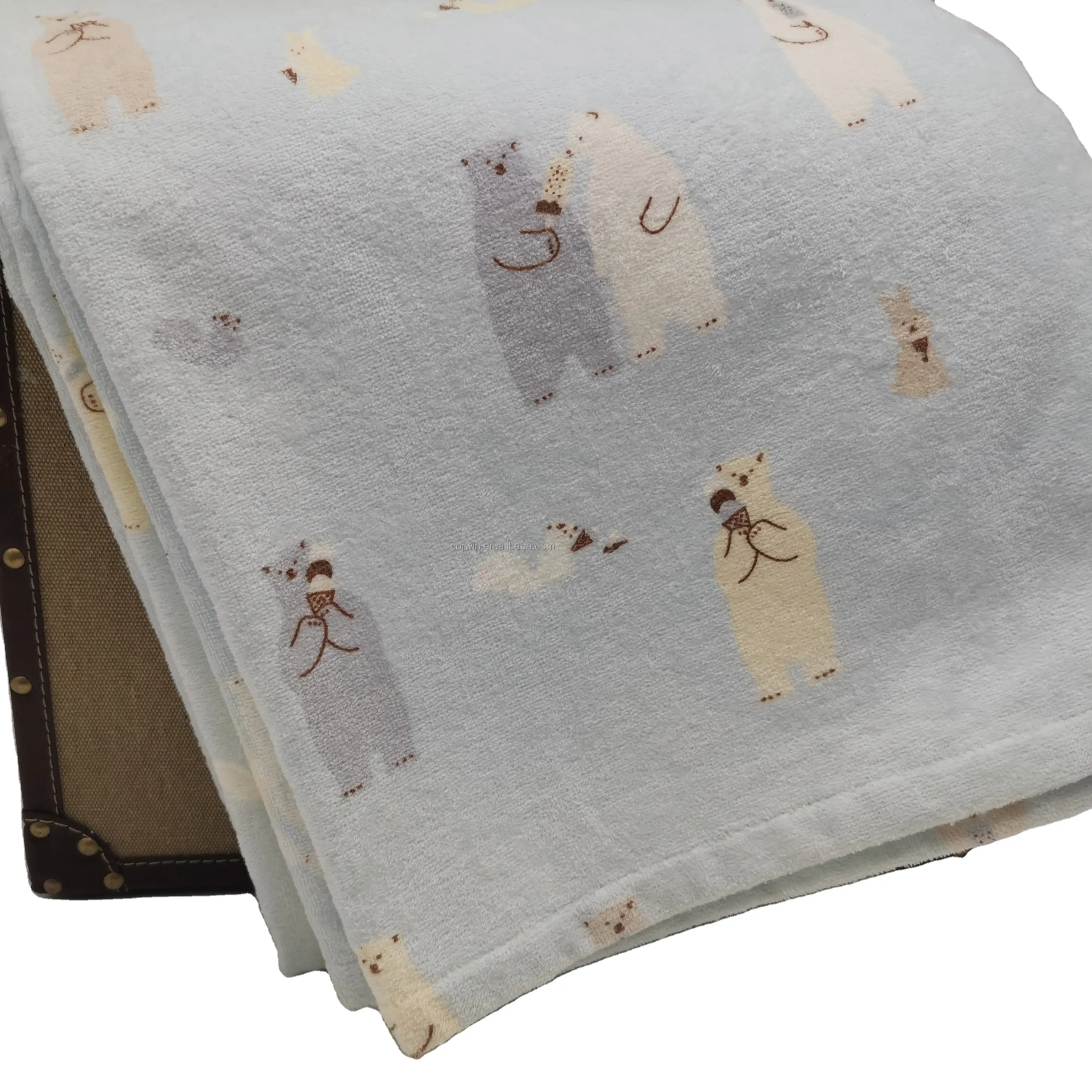 Super Soft Hot Sale Custom Design Printed Cute Cotton Baby Kids Blanket Cotton Towel Bedroom Free Large Animal Large Wholesale