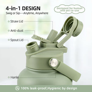 شعار مخصص 3 في 1 نمط 32 أونصة محمولة من الفولاذ المقاوم للصدأ لتغذية الحيوانات الأليفة وعاء السفر في الهواء الطلق زجاجة مياه معزولة للكلاب - Product Image 2