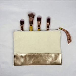 Oem Quality <b>Blush</b> for Large Portable Eco-Friendly Natural Cotton Canvas Makeup Pouch Cosmetic <b>Bag</b> with Zipper - Product Image 1