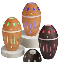Nouveau diffuseur d'arômes ultrasonique artistique et original en forme d'œuf, 300 ml, alimenté par USB, avec finition bois, pour bureau et chambre à coucher (modèle 2022)