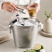 Seau à glace isotherme en acier inoxydable au design traditionnel, anti-fuite, capacité supérieure à 6L, durable, pliable, portable, pour boissons de fête