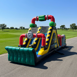 Parcours d'obstacles gonflable géant de qualité commerciale tout-en-un avec toboggan et château gonflable, équipement de jeu gonflable d'extérieur - Product Image 4