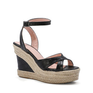 Sandales d'été à talons compensés pour <span class=keywords><strong>femme</strong></span>, Espadrilles en Crocodile bon marché, avec lanière bride à la cheville, vente en gros, 2021 - Product Image 1