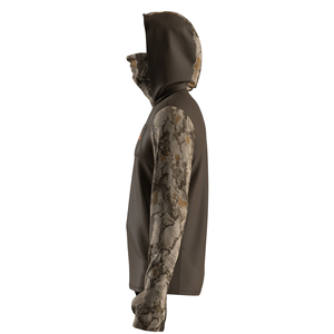 UV Protection Fishing Clothing Men's Brown Paneled Camo <strong>Sun</strong> Gaiter Hooded Sweat-Wicking Soft Touch - Product Image 4