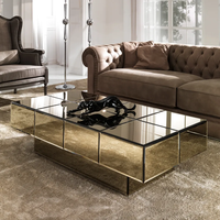 Table basse Rectangle moderne scintillante, miroir complet, 1 tiroir, maison, hôtel