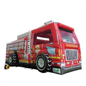 Parcours d'obstacles gonflable commercial WINSUN, modèle camion de pompiers, château gonflable, matériau PVC, ignifuge, imperméable, certifié CE - Product Image 1