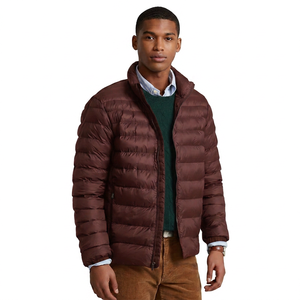 Veste matelassée bleu marine pour homme, col montant, fermeture éclair, coupe-vent, vêtement d'hiver décontracté, coupe régulière, couleur unie, extérieur en polyester - Product Image 3