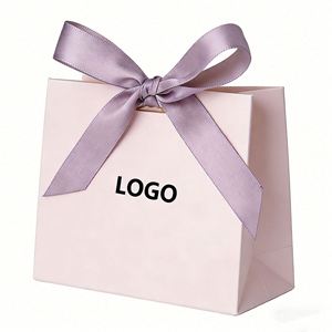 Factory Direct Customizable Pink <b>Paper</b> Gift Bag With Lavender Ribbon Bow Elegant Ideal for Cosmetic & Gift Packaging - Product Image 2