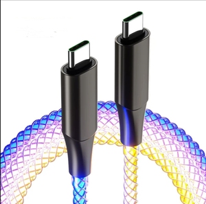 Cargador rápido de luz LED óptica RGB de 66W, <span class=keywords><strong>cable</strong></span> <span class=keywords><strong>USB</strong></span> tipo C de cobre puro para carga rápida 5A - Product Image 1