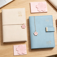 Carnet de notes promotionnel Sakura Kawaii à couverture souple en cuir PU, recharges interchangeables, reliure thermique, 32K, 96 feuilles, impression UV