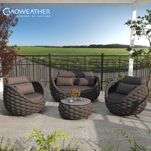 Ensemble de meubles de patio <span class=keywords><strong>d</strong></span>'extérieur avec coussin imperméable, cadre en aluminium résistant à l'usure, canapé de jardin <span class=keywords><strong>rond</strong></span> moderne pour hôtel et villa - Product Image 5