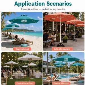 Tilt <strong>Beach</strong> Umbrella Adjustable Height Waterproof Windproof UPF50+ UV Protection Aluminum Pole Patio Pool Outdoor Shade - Product Image 6