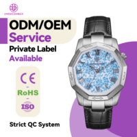 Montre à quartz pour femme personnalisée Nonagon, acier inoxydable 316, cuir véritable, cadran émaillé, cristal saphir, 3 aiguilles, 5 ATM, montre pour femme