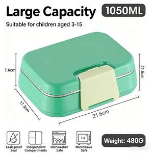 Microwave Safe 304 Stainless Steel Single Tier <b>Lunchbox</b> Bento Box 3 Compartments Foldable Heat Preservation Thermal Food - Product Image 5