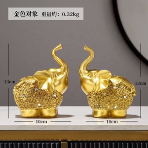 Artigianato creativo dorato fortunato in resina di elefante, ornamento decorativo di fascia alta per soggiorno, ingresso, armadietto del vino e supporto per TV - Product Image 5