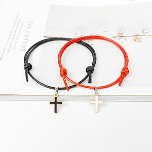 <span class=keywords><strong>2</strong></span> pièces/ensemble Simples Faites À la Main En Alliage De Corde De Cire Bijoux Couple Hommes et Femmes Main Corde Bracelet - Product Image 5