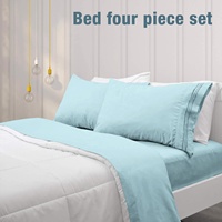 Vente en gros d'hôtels literie pour la maison 4 pièces 100% polyester brossé pongé microfibre drap de lit drap de lit ensemble de literie