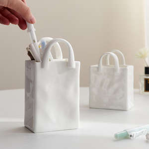 Jarrón de Cerámica con Flores Secas para Decoración del Hogar Moderno, Jarrón de Cerámica con Diseño de Bolso para Arreglos Florales - Product Image 4