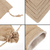 Pochette en toile de jute premium LINNA en gros, avec logo personnalisé, sac à bijoux réutilisable à cordon souple pour emballage de marque de boutique